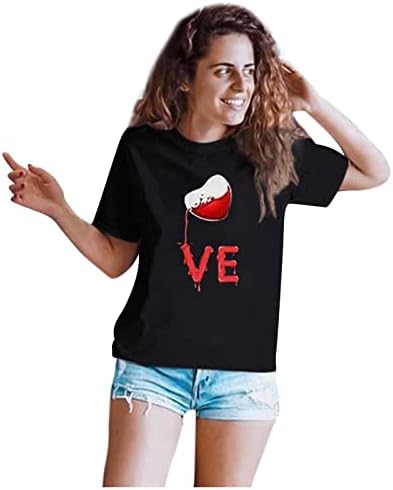Kadın Sonbahar Yaz Bluz Kısa Kollu Giyim Moda Crewneck Pamuk Grafik Rahat Üst T Shirt Kızlar için 7Z 7Z