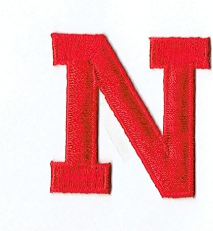 Alfabe Mektubu-N-Renk Kırmızı - 2 İnç Blok Tarzı-İşlemeli Demir on Patch