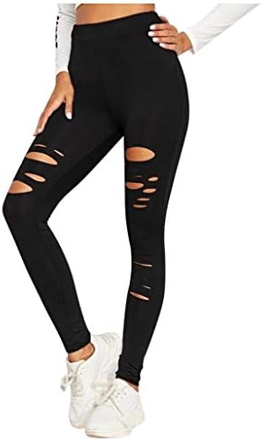 Jeborah Moda Pantolon Kadınlar için Rahat Nefes Delik Düz Renk Tayt Spor Yoga Koşu Trendy Rahat Pantolon (Orta, Siyah)