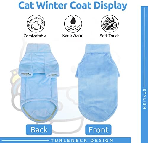 Kedi için SUNFURA Balıkçı Yaka Kazak Ceket, Yavru Polar kışlık kazak Yelek Kedi Yavru Kediler için Kollu Rahat Yumuşak