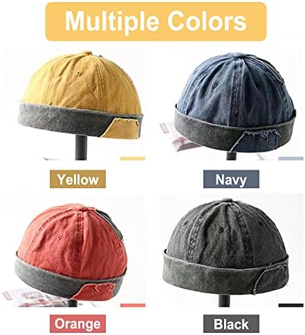 Unisex Retro Yama Brimless Şapkalar Haddelenmiş Manşet Docker Bere Şapka Sokak Rahat Takke Denizci Kap Ayarlanabilir