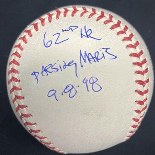 Mark McGwire, 1998 Home Run Chase Stat Beyzbol JSA Tanık İmzalı Beyzbol Toplarını İmzaladı