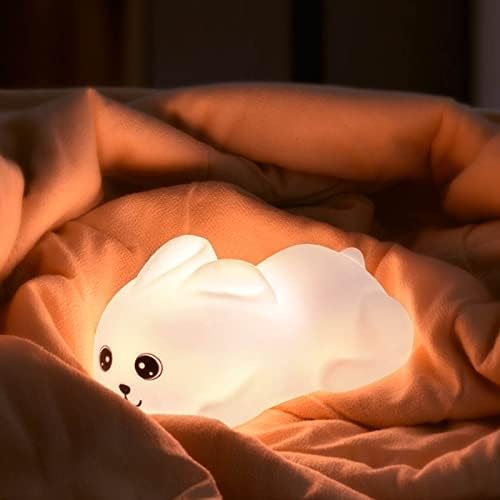 Çocuklar için Gece Lambası, sevimli Silikon Tavşan Lamba Okşama Renk Değiştiren Küçük Gece Lambası Bebek Yatak Odası