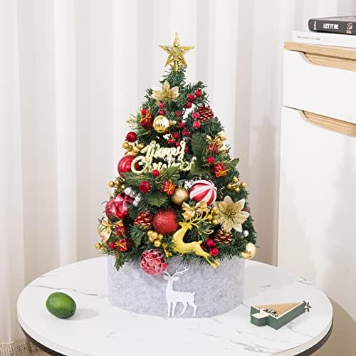 PartyMars 24 Mini Noel Ağacı Seti,100 Dalları Masa Üstü Noel Ağacı ve askı süsleri Kapalı Ofis ve Ev için En İyi