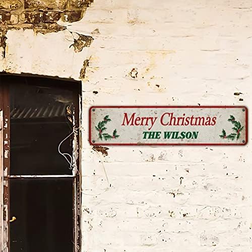 Özel yılbaşı dekoru Işareti Merry Christmas Metal Işaretleri Aile Adı Duvar Plakları Wilson Çiçek Meyveleri Çelenk