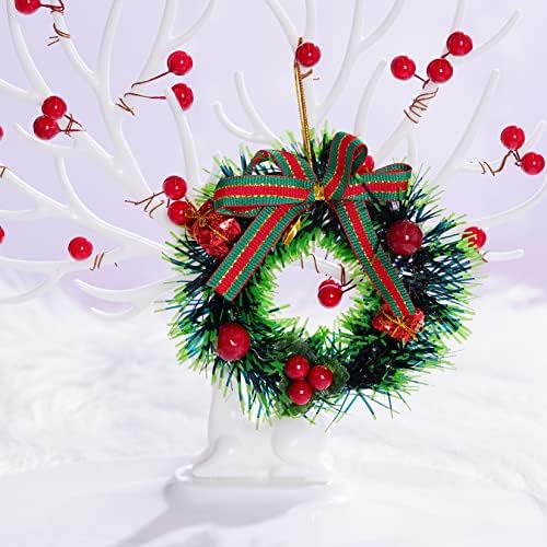 4 adet Mini Noel Çelenkler Süslemeleri Yaylar ile Noel Ağacı Asılı Kolye Süslemeleri Noel Partisi El Sanatları için