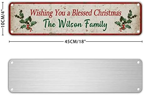 Vintage Noel Tabela Özel Ad Size Bir Noel Kutsaması Diliyorum Metal İşaretler Wilson Ailesi Çilek Çelenk Sokak İşareti