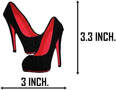 BİR KEZ 3 ADET. Kadın Moda Dansçı Yüksek Topuklu Ayakkabılar Siyah Kırmızı Yama Karikatür Etiket Demir On Yamalar