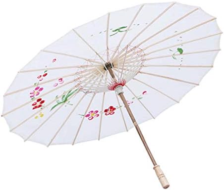 HEALLİLY Japon Çin Yağlı Kağıt Şemsiye Şemsiye Dans Şemsiye Fotoğraf Prop Yetişkinler veya Çocuklar için (Beyaz)