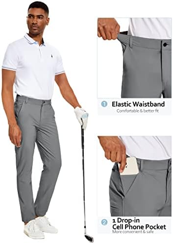 PULI Golf Pantolon Erkekler Streç Slim Fit Hızlı Kuru Hafif Su Geçirmez Elbise Rahat Çalışma yürüyüş cepli pantolon