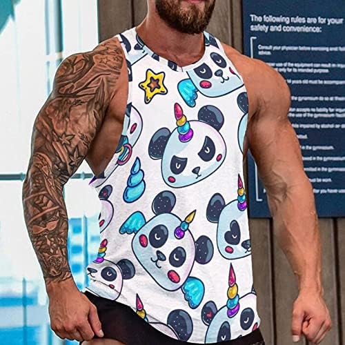 Renkli gökkuşağı ünikorn Panda erkek Giyim Tankı Üstleri Spor Salonu Yelek Yaz Kolsuz Tee Gömlek