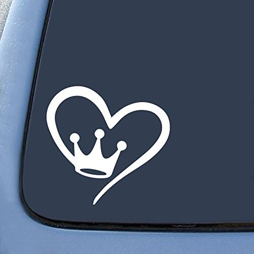 Taç Kalp Sticker Çıkartma Dizüstü Araba Dizüstü 5.5 (Beyaz)