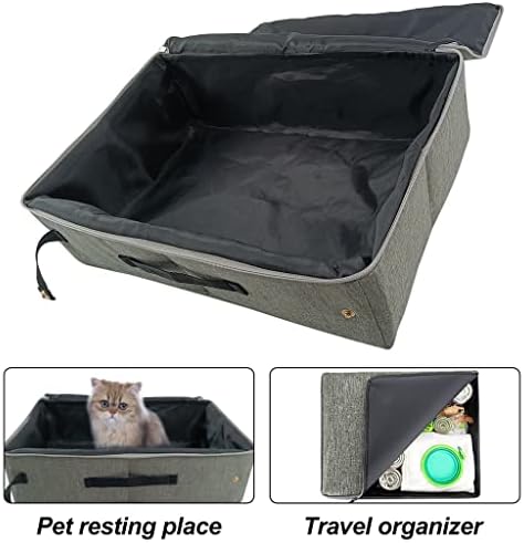 CXDTBH Katlanabilir Kediler Seyahat çöp kapaklı kutu Açık Katlanabilir Kitties çöp fermuarlı kutu Kapaklı Oxford