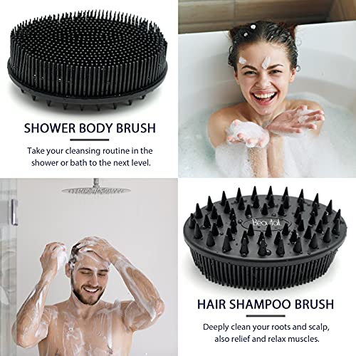 BEAUTAİL Silikon vücut ovucu, 2 in 1 Duş Banyo Yıkama ve şampuan Fırçası, Nazik arındırıcı krem Temizleme Lif Kabağı