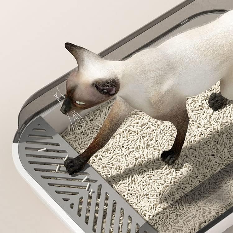 DHDM Büyük Kapasiteli Kediler kum kabı Yarı Kapalı Plastik kum kutusu Kediler için evcil hayvan tuvaleti Anti Sıçrama