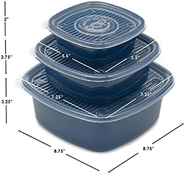 Ev Temelleri Plastik Yemek Hazırlama Seti, Mavi / Büyük bir Yemek Hazırlamak için Mükemmel / Artıkları Saklamak için