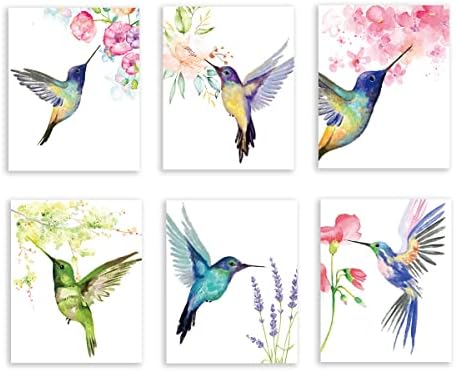 YİMEHDAN Suluboya Sinek Kuşları Duvar sanat baskı-Vintage Kuşlar Çiçek Tuval Baskı - Doğa Hayvanlar Sanat Yatak Odası