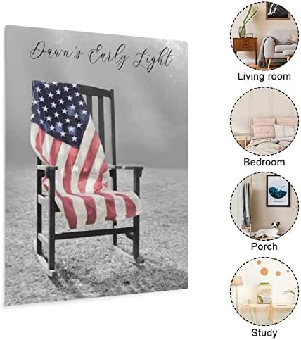 Eski Sandalye Amerikan Bayrağı Duvar Sanatı Vatansever Bayrak Resimleri Ofis duvar sanatı tuval sanat posterleri