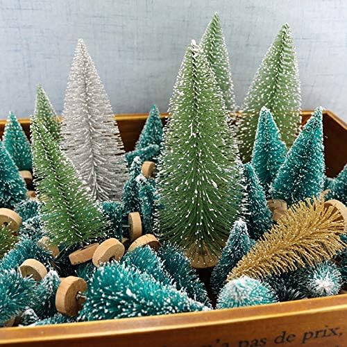 FunPa 12 ADET Mini Noel Ağacı Seti Sisal suni çam Ağacı Masa Üstü Noel Ağacı Masaüstü Süs