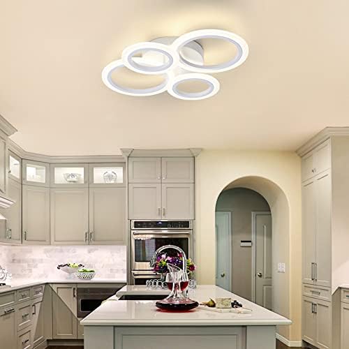 TEMİNBU Modern LED tavan ışık, beyaz 4 yüzükler gömme montaj tavan ışık, 4000 K aydınlatma armatürü tavan lambası