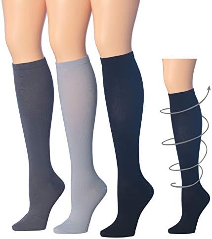 RONNOX varis çorabı Erkekler ve Kadınlar için Renkli Desenli diz üstü çorap (16-20 mmHg / 12-14 mmHg) 3 Çift