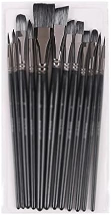 WENLII 12 Parça Fırça Seti Naylon Fırça Kısa Saplı Yağlı Akrilik Fırça Suluboya Kalem Fan Kanca Hattı Fırça Seti