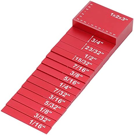 Yükseklik Ölçer Kiti, Kazınmış Boyutu Katı Alüminyum Alaşımlı Kurulum Blokları 15 adet Ağaç İşleme için (kırmızı)