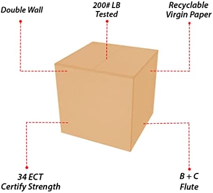 BannerBuzz Nakliye Oluklu Kutu, %100 Geri Dönüştürülebilir, ECT 34 (20 U X 20 G X 20 Y, 50'li Paket)ile Doğal Kahverengi