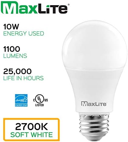 MaxLite A19 LED Ampul, Kapalı Fikstür, 75W Eşdeğeri, 1100 Lümen, Kısılabilir, E26 Orta Taban, 2700K Yumuşak Beyaz,