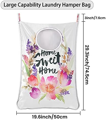 Suluboya Çiçek Tatlı Ev Asılı çamaşır sepeti Çantası, Kapının Üzerinde Çamaşır sepeti Çantası Sert Dayanıklı Yerden