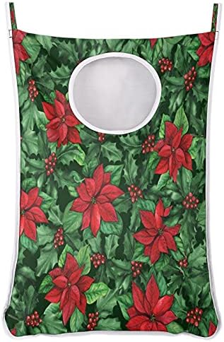 Merry Christmas Çiçek Asılı Çamaşır Sepeti Çantası, Kapının Üzerinde Çamaşır Sepeti Çantası Sert Dayanıklı Yerden