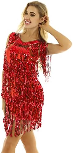 renvena Kadınlar Sparkle Sequins Püskül Elbise 1920 s Balo Salonu Tango Latin Samba Artistik Patenci dans kostümü