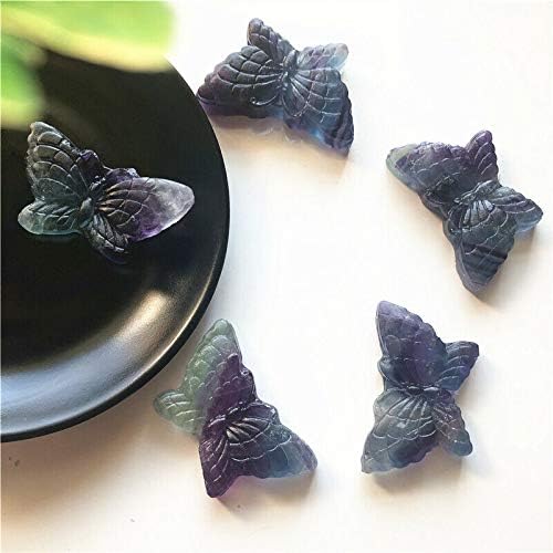 BİNNANFANG AC216 1 adet Doğal Florit Kristal Kelebek El Oyma Taş Koleksiyonu Reiki Hediyeler Şifa Doğal Taşlar ve