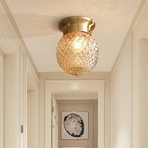 LDCHNH amerikan bakır tavan lambası mutfak koridor balkon sundurma cam küre Vintage LED tavan ışık Plafonnier