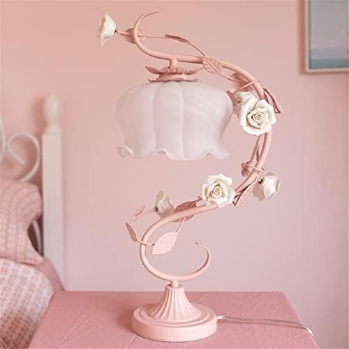 WSZTT Sözleşmeli ve RomanticPink Masa Lambası Yaratıcı Yatak Odası Pembe Gül Çiçek Kız Çocuk Odası Başucu Lambası