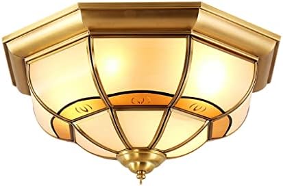 LDCHNH Avrupa Bakır Tavan Lambası Balkon Sundurma Cam Küre Retro LED AC tavan lambası fikstürü (Renk: D, Boyut: D35cm)