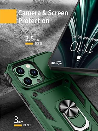 Moofel iPhone 13 Pro Max Durumda 2 Paket Temperli Cam Ekran Koruyucu Görev Koruyucu Kamera ve Kickstand 【Askeri Sınıf】