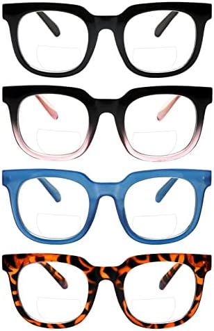 SIGVAN 4 paket Bifokal okuma gözlüğü kadınlar için mavi ışık engelleme yaylı menteşeler bilgisayar okuyucular kare