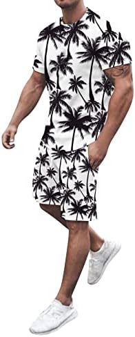 Yaz erkek Pantolon Gömlek Kısa ve Şort Plaj Kollu 2 Parça Setleri Baskılı Erkek Takım Elbise ve Setleri Slim Fit