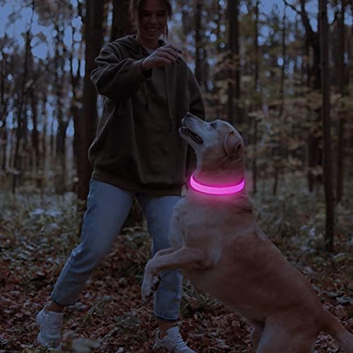 Domagıker Parlayan LED Köpek Tasması-Şarj edilebilir Işıklı Köpek tasmaları, ayarlanabilir ışıklı köpek tasması,