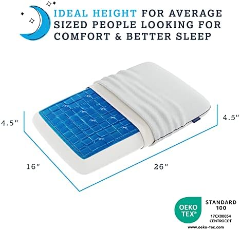 Technogel Deluxe Orta 4 ½ inç Lüks, Basınç Giderici, Soğutma Jeli ve Hafızalı Köpük Yatak Yastığı-Ergonomik Tasarım,