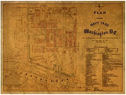 Marka Güzel Sanatlar 'Navy Yard DC 1881 Planı' Kırmızı Atlas Designs tarafından Tuval Sanatı