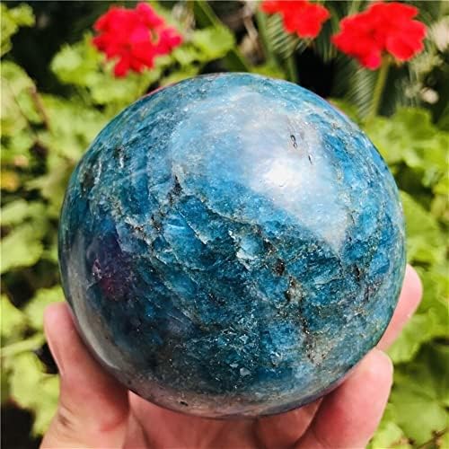 XUQULI 80-85mm Doğal Mavi Apatit Topu Küre Kuvars Kristal Mineral Şifa için Mükemmel Seçim Ev Dekorasyon