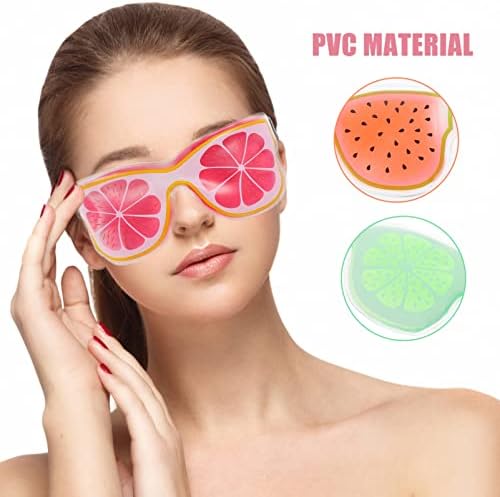 Healeved Göz Bandı Soğuk Paket 4 Adet Soğutma Göz Maskeleri Meyve Şekilli Göz Maskeleri Yeniden Kullanılabilir Soğuk