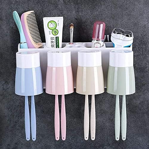 LIXFDJ Banyo Duvara Monte Diş Fırçası Caddy, Otomatik Diş Macunu Dağıtıcı Diş Fırçası Tutucu Seti, Aile Çocuk Banyo
