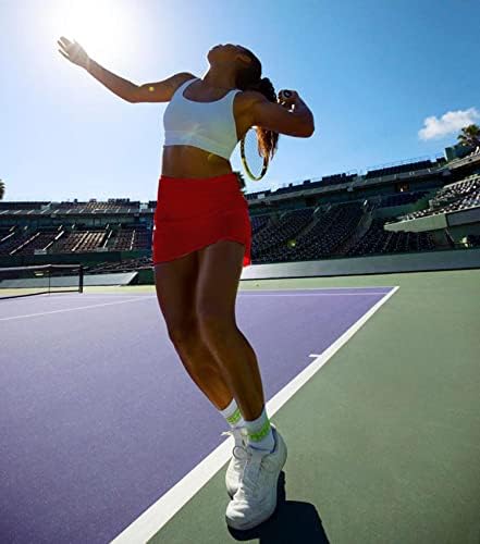 KuaCua kadın Pilili Tenis Etekler Yüksek Belli Golf Atletik Skorts Şort 3 Cepler Koşu Egzersiz Spor Etek
