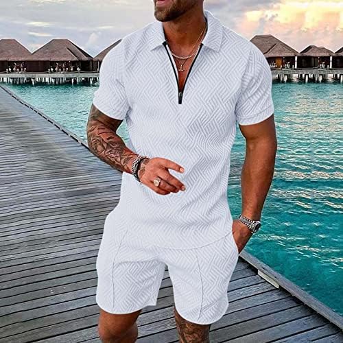 Erkek Şort Eşofman Çeyrek Zip Kıyafetler 2 Parça Rahat Moda Rahat Seti Kısa Kollu ve şort takımı Erkekler için