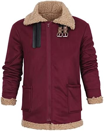 Erkek Sherpa Bulanık Geyik Derisi Polar Astarlı Ceket Kış Sıcak Yaka Yaka Zip up Zip up Vintage Ceket Giyim
