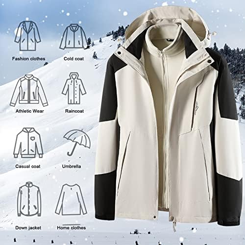 Erkek Sıcak Ceketler Moda 3-in-1 Kayak Takım Elbise 2 ADET Çıkarılabilir Polar Astar Kapüşonlu Ceket Rüzgarlık Tırmanma