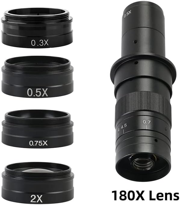 Mikroskop Aksesuarları 0.75 X/0.3 X/2X / 0.5 X Objektif Cam Lens WD165 için 180X 130X Zoom C-Mount Lens Laboratuar